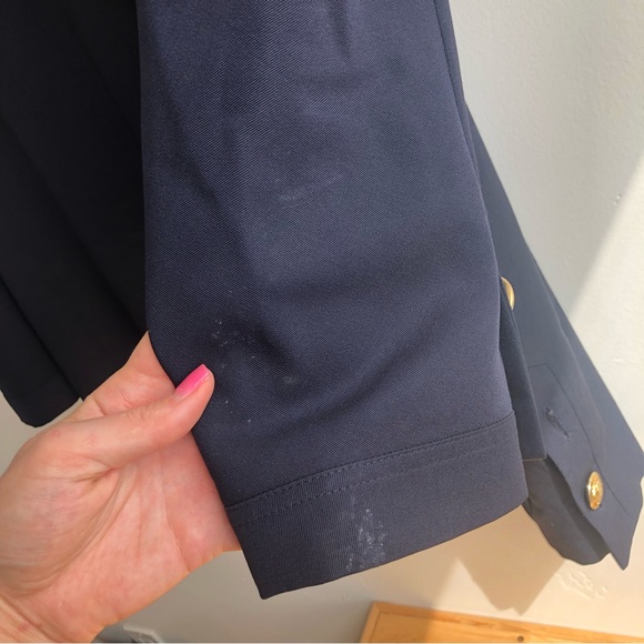 VTG Valentino Miss V Long Blazer 8 42 Navy Gold Button Lined jacket - Picture 9 of 15